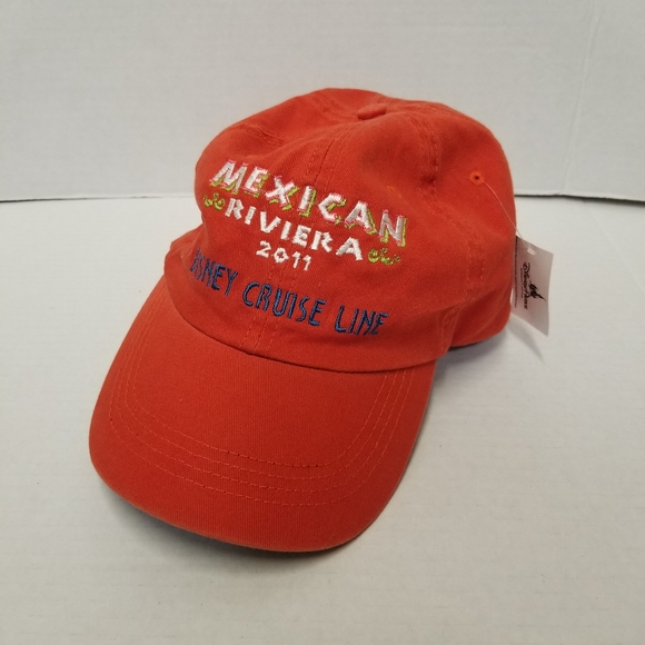 Lot 4 Disney Cruise Line Mexican Riviera 2011 Baseball Cap Hat New Unworn Orange - Picture 4 of 6
